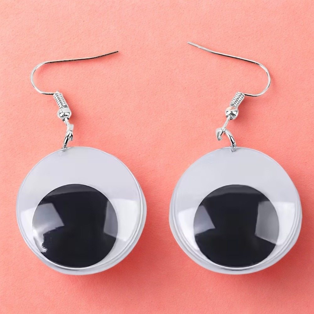 New Googly‎ Eye Earrings White Black Dangle Funny Weird Kitsch Statement Jewelry